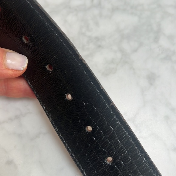 al beres  Engraved Heart Buckle Black Moc Croc Leather Belt   M/37” - Picture 8 of 10